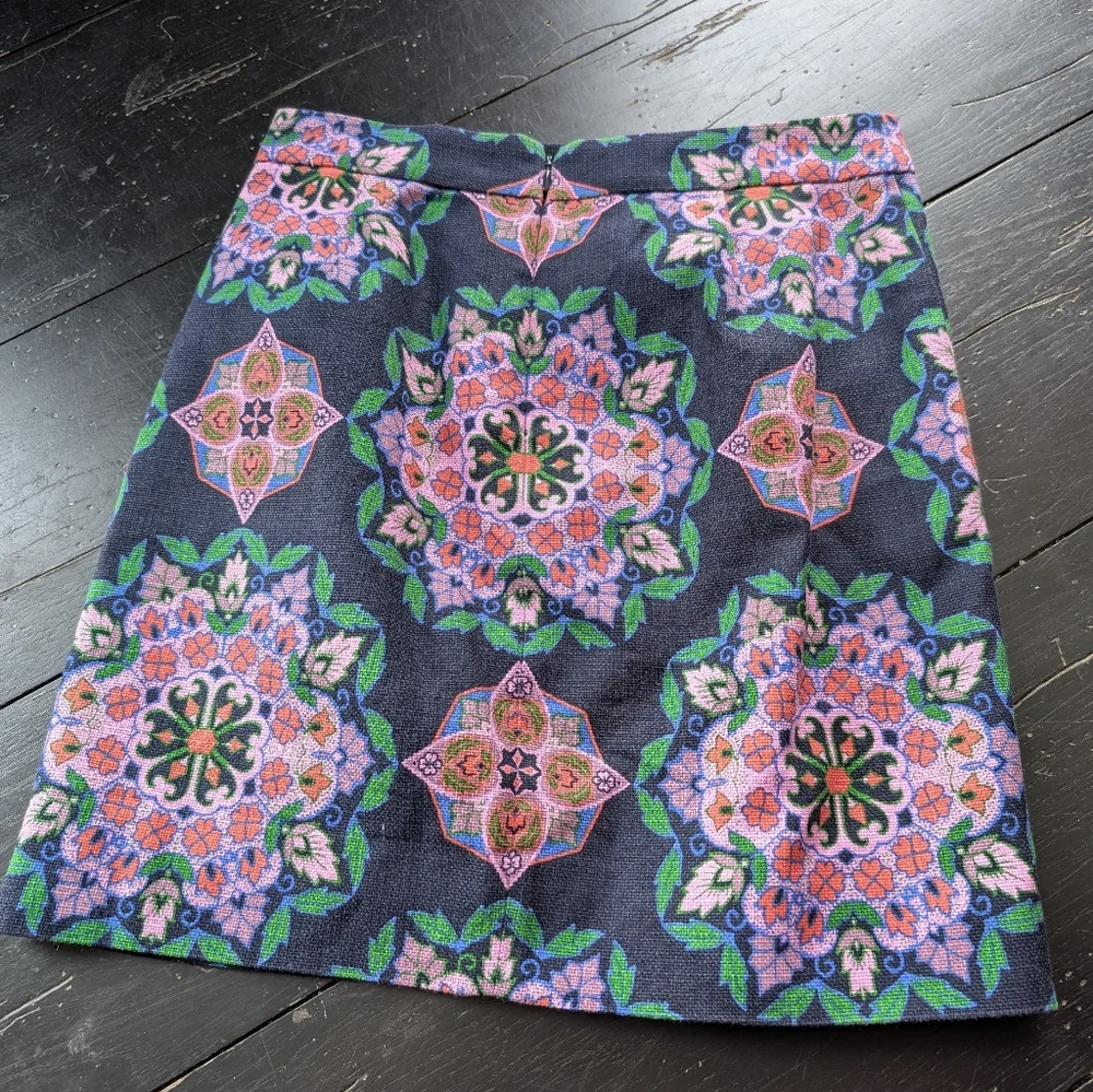 J.CREW Women's 00 Floral Geometric Print Cotton Mini Skirt Preppy Indie Mod